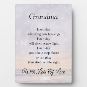 Oma Liebe und Ermutigung Gedicht Design Geschenk Fotoplatte