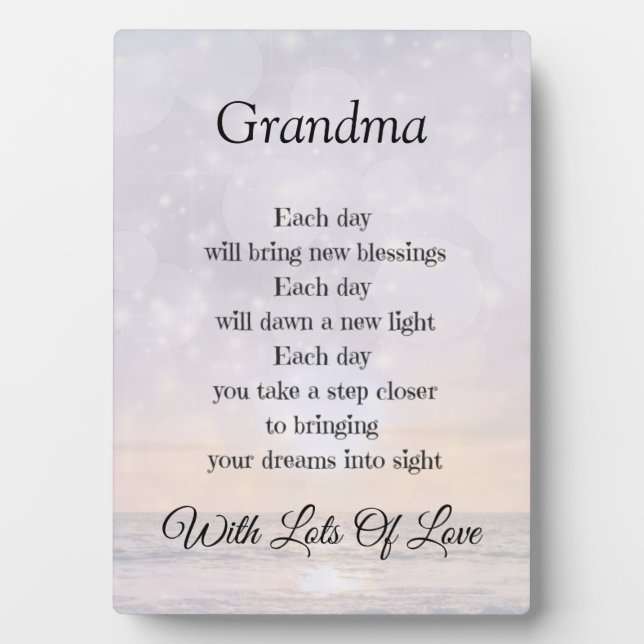 Oma Liebe und Ermutigung Gedicht Design Geschenk Fotoplatte (Vorderseite)