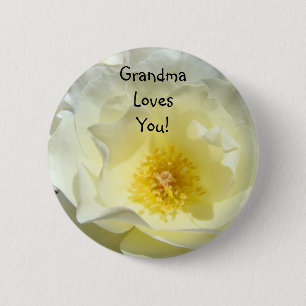 Oma Lieben Du! Knopfgeschenke White Rose Blume Button