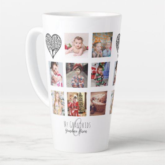 Oma Lieben ihr Familienbaum Foto Collage Geschenk Milchtasse (Linke Ecke)