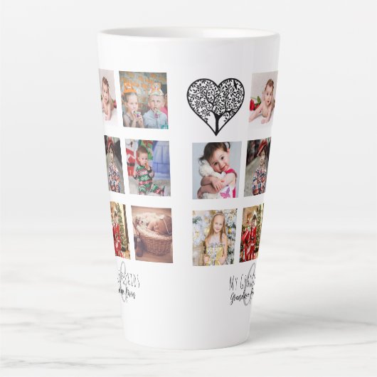 Oma Lieben ihr Familienbaum Foto Collage Geschenk Milchtasse (Vorderseite)