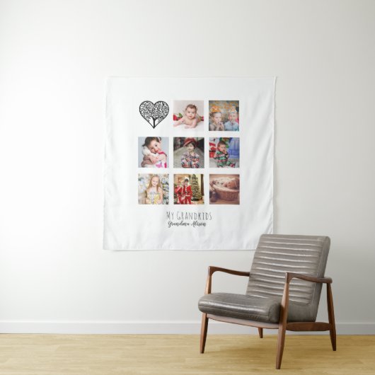 Oma Lieben ihr Familienbaum Foto Collage Geschenk Wandteppich (Beispiel)