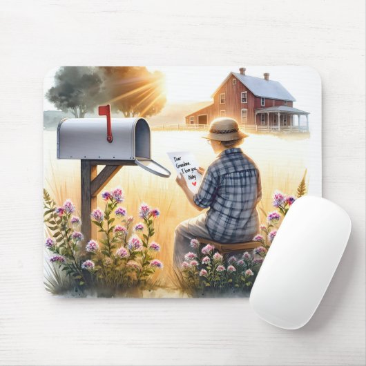 Oma liest einen Brief von Großkind Mousepad (Mit Mouse)
