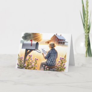 Oma liest einen Geburtstagsbrief von Großkind Karte