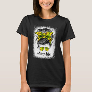 Oma Life Messy Bun Haare Sonnenblumen Mutter T-Shirt