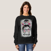 Oma Life Messy Haare Bun Floral Frauen Moth blass Sweatshirt (Vorne ganz)