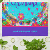 Oma Lila Hübsche Blumenspur Personalisiert Geschirrtuch (Gefaltet)