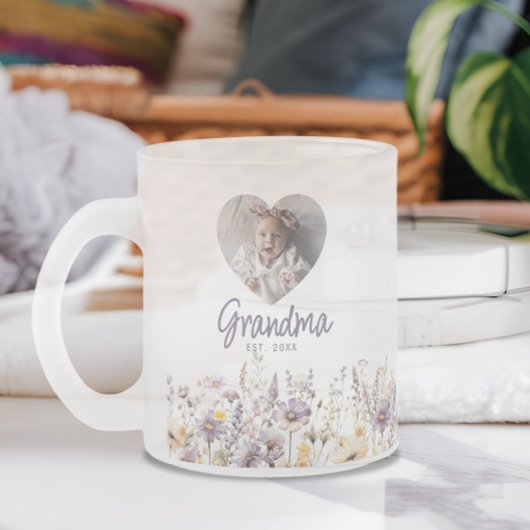 Oma Lila Watercolor Wildblumen & Foto Geschenk Mattglastasse
