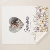 Oma Lila Watercolor Wildblumen & Foto Geschenk Sherpadecke (Vorderseite (Horizontal))