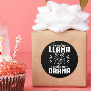 Oma Llama braucht kein Drama Niedlich Llama Geburt Runder Aufkleber