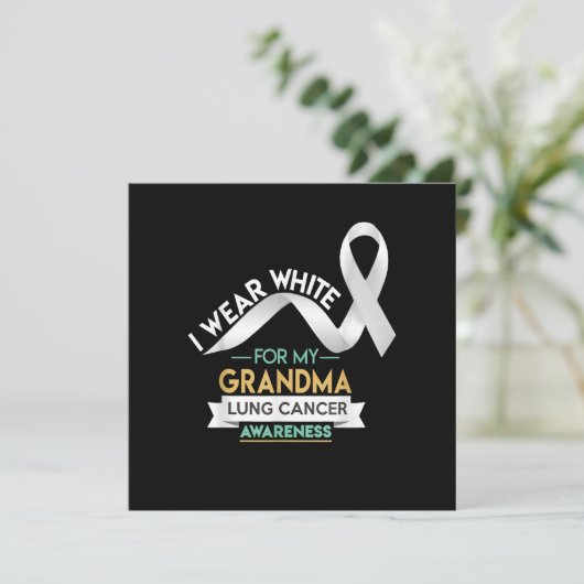 Oma Lungenkrebs Shirt Weißes Band Bewusstsein Einladung (Stehend Vorderseite)