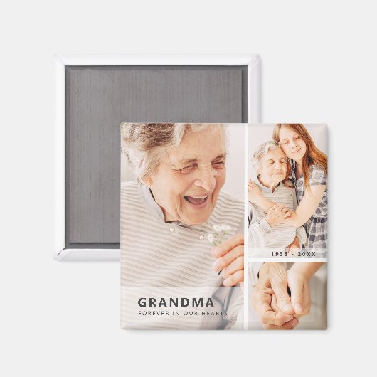 Oma Memorial Modern Geometric FotoCollage Magnet (Vorderseite/Rückseite)