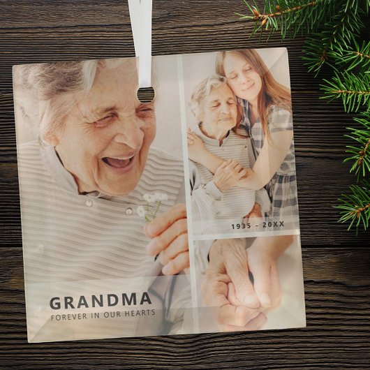 Oma Memorial Modern Geometric FotoCollage Ornament Aus Glas