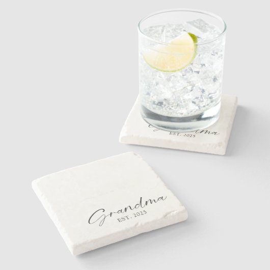 Oma Minimalistisch Simple Script Personalisiert Steinuntersetzer (Seitenansicht)