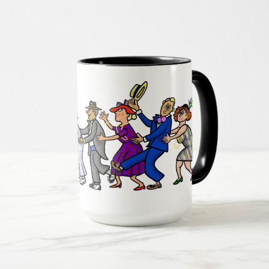 Oma mit Cane Leading Conga Line Tasse (VorderseiteRechts)