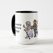 Oma mit Cane Leading Conga Line Tasse (Vorderseite Links)