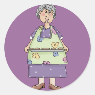Oma mit Cookies Design Runder Aufkleber