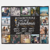 Oma mit den Namen der Enkel und 14 Fotos Fleecedecke (Vorderseite (Horizontal))