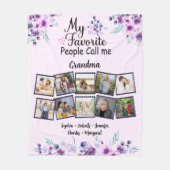 Oma mit Kindernamen und Foto, lila Blume Fleecedecke (Vorderseite)