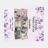 Oma mit Kindernamen und Foto, lila Blume Fleecedecke (Vorderseite (Horizontal))