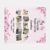 Oma mit Kindernamen und Fotos | Rosa Blume Fleecedecke (Vorderseite (Horizontal))