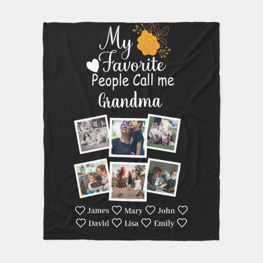 Oma mit Namen und Fotos der Enkel Fleecedecke (Vorderseite)