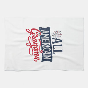 Oma mit patriotischem Feuerwerk-Design_1 Geschirrtuch