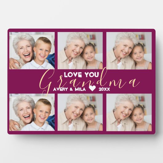 Oma Modern Heart Script Foto Collage Liebe Fotoplatte (Vorderseite)