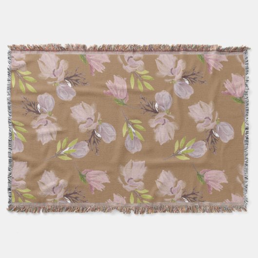 Oma moderne Blumenmuster gemütlich braun Decke (Vorderseite)