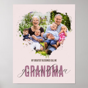 Oma Mother's Day Foto Grandkids Wasserfarbe Poster
