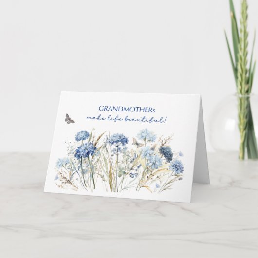 Oma Mütter Day Dusty Blue Wildblumen Karte (Vorderseite)