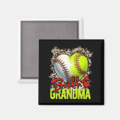Oma Mütter Day Softball Grandma Baseball Gran Magnet (Vorderseite/Rückseite)