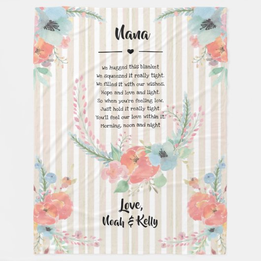 Oma Mütter Tag Blumengedicht von Großkindern Fleecedecke (Vorderseite)