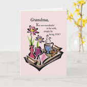 Oma, Muttertag, Frühstück im Bett, Rosa Karte (Gelbe Blume)