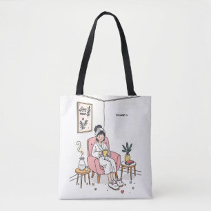 Oma Muttertag Gemütliche entspannende Illustration Tasche