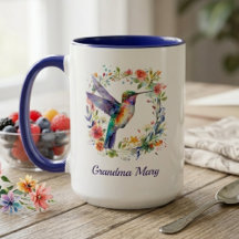 Oma Name Tasse mit Kolibri Blumen Geschenk