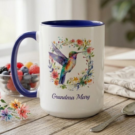 Oma Name Tasse mit Kolibri Blumen Geschenk 