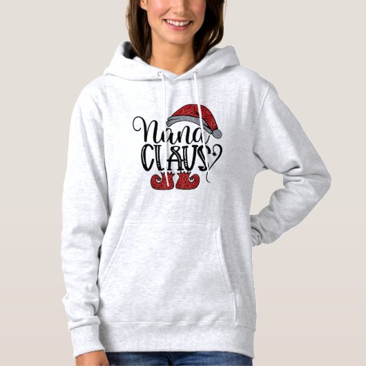 Oma Nana Santa Glitzer Design Weihnachtsfeier Hoodie (Vorderseite)