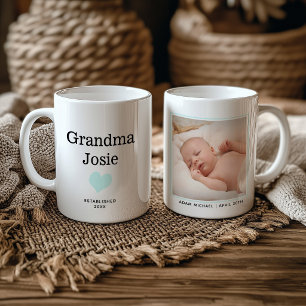 Oma Neues Baby Foto Blaues Herz Personalisiert Kaffeetasse