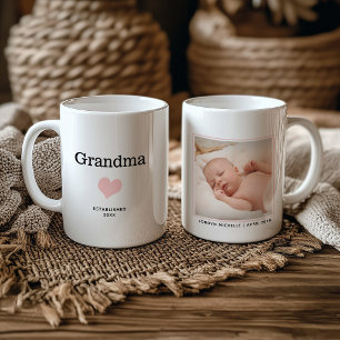 Oma Neues Baby Foto Rosa Herz Personalisiert Kaffeetasse