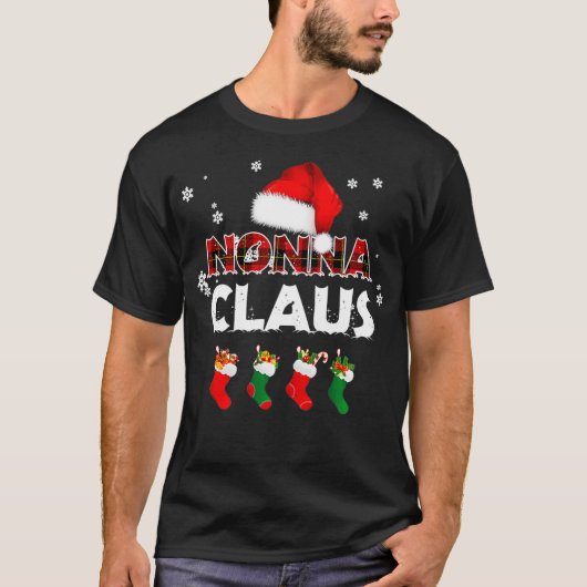 Oma Nonna Claus Weihnachtsmannmütze Funny Christma T-Shirt (Vorderseite)