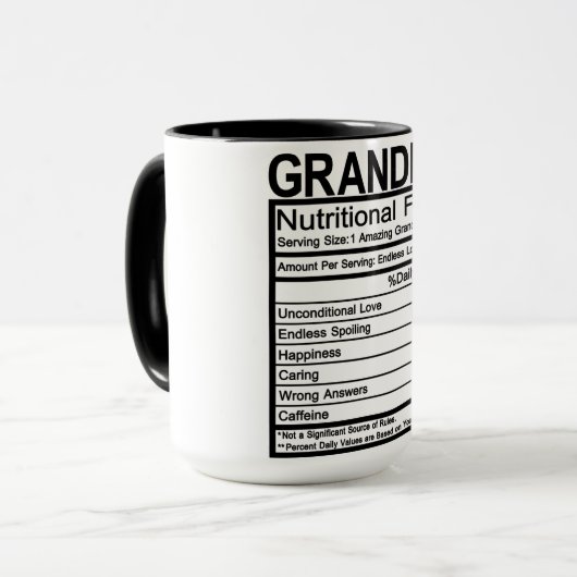 Oma Nutrition Fakten Tasse (Vorderseite Links)