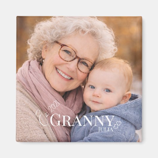 Oma oder Grammy Foto Gründungsjahr Herzen Magnet (Vorne)