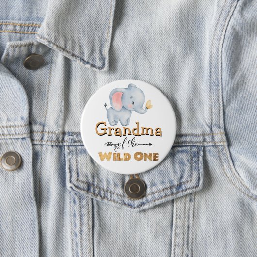 Oma of the Wild One Elephant Gold Foil Button (Beispiel)