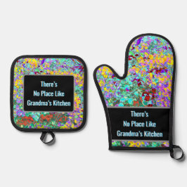 Oma-Ofenhandschuh und Topflappen-Set Ofenhandschuh & Topflappen-Set