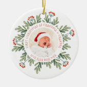 Oma Oma Oma Foto zum ersten Mal Blätter Keramik Ornament (Vorne)