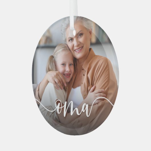 Oma Oma Script Overlay Ornament Aus Glas (Vorderseite links)