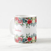 Oma Oma Weihnachts-Rose Monogram Kaffeetasse (Vorderseite Links)
