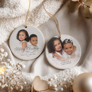 Oma & Opa 2 Foto Enkelkinder Weihnachten Keramik Ornament