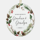 Oma & Opa Erster Blumenweihnachtsort Keramik Ornament (Links)